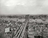 New York circa  East River and Brooklyn Bridge from Manhattan
